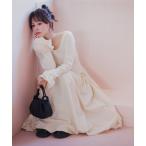 ショッピングマキシ丈 ワンピース ニットドッキングバルーンワンピース