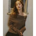 ニット セーター オフショルダーリボンラメニット レディース