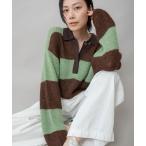 ショッピングＧＧ tシャツ 5GG片畦編みモヘアニットボーダーポロニット レディース