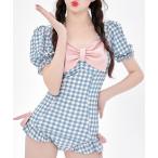  купальный костюм распределение цвета лента задний открытый в клетку One-piece купальный костюм женский 