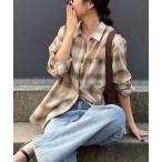 ブラウス シャツ オンブレーチェック柄シャツ レディース