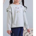 ショッピングフリル tシャツ 「WEB限定/ジュニア対応」肩フリル フラワーモチーフTシャツ キッズ 子供服 女の子
