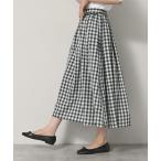 ショッピングミモレ丈 スカート 「洗える」映えチェック柄ギャザースカート