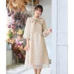 ショッピングワンピース 夏 レディース ワンピース オーガンジーフロッキードットリボンワンピース