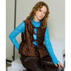 ショッピングジレ ベスト ジレ Embroidery Peplum Vest/エンブロイダリーペプラムベスト レディース