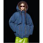 ダウンコート ダウンジャケット 「25AW PRE-ORDER」Plaid Hoodie Scarf Middle Down Coat/チェックフーデ
