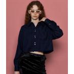 ブラウス シャツ Tuck Stripe Short Shirt/タックストライプショートシャツ レディース