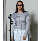 ショッピングパフスリーブ tシャツ Shirring Mini Puff Sleeve Tops/シャーリングミニパフスリーブトップス レディース