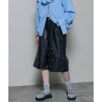 パンツ Studs Leather Shorts/スタッズレザーショートパンツ「MAISON SPECIAL/メゾンスペシャル」 レディース
