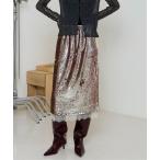 スカート 「25AW PRE-ORDER」Lace Combination Sequin Skirt/レースコンビスパンコールスカート「MAISON