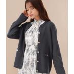 カーディガン WEB限定 金ボタンニットジャケット レディース