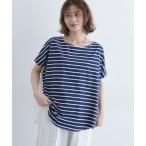 tシャツ 布帛コンビボーダープルオーバー レディース