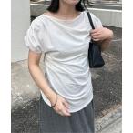 tシャツ アシンメトリーラッフルシアーTee レディース