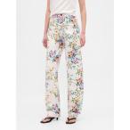 ジーンズ デニム デニムパンツ ハイライズ フローラル バレルデニム レディース