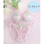 ブラジャー ショーツセット 「EFサイズ」待望のEFサイズ！パステルフラワー刺繍+脇高設計！リボンでさらにキュート