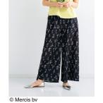 パンツ リブ イン コンフォート 大人っぽくはける ディック・ブルーナさんのモノトーンお花柄ガウチョパンツ レディース