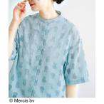 ブラウス シャツ リブ　イン　コンフォート　ミッフィーのお顔シルエットのオパール加工ブラウス「ソーダブルー」 レディース