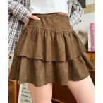 スカート スエードティアードミニスカパン