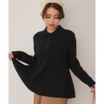 ショッピングポロ ニット セーター ポロ襟ペプラムニット レディース