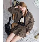 ブルゾン アウター 襟付きショートブルゾン レディース