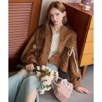 ブルゾン アウター 2wayリボンステンカラーブルゾン レディース