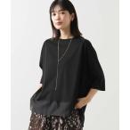 tシャツ 裾シアーラウンド7分袖カットソー レディース