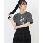 tシャツ スワイ天竺_ラメプリントロゴティーシャツ レディース