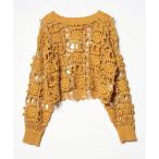 「acro」 長袖ニット フリ- イエロー レディース