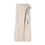 スカート リネンシルクノットストライプ ラップマキシスカート