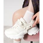 スニーカー フリル×パール調ベルトツイードスニーカー レディース