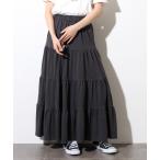 スカート 4段ティアードマキシスカート