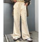  слаксы брюки [ стиль выше ] шнур ремень имеется велюр flare pants женский 
