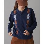 ショッピングアーガイル カーディガン GEVACOアーガイルニットカーディガン レディース