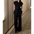 セットアップ シャツトップス+ワイドパンツセットアップ レディース