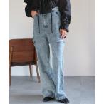 [sakishimatokyo] повреждение обработка Denim брюки L голубой женский 