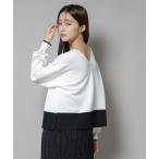 ショッピングnano ニット セーター 洗濯機洗可前後2way配色ニット レディース