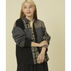 ショッピングパッチワーク ブラウス シャツ チェック パッチワーク リメイク風シャツ/チェックシャツ レディース