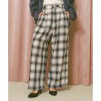 パンツ チェック柄ワイドパンツ レディース