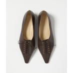 パンプス ナローレースアップ フラット20↑