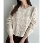 ショッピングショート カーディガン ロゴモチーフケーブルショートニットカーディガン レディース