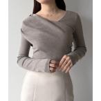 ショッピングトップス ニット セーター アシンメトリークロスニットトップス レディース