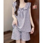 パジャマ ルームウェア ルームウエアタンクカップ付き上下セット レディース