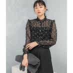 ブラウス シャツ 「WEB限定」フラワー刺繍フリルネックブラウス レディース
