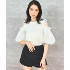 tシャツ オープン ショルダー パフ�
