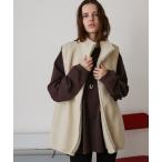 ベスト ジレ スタンドネックボアベスト レディース