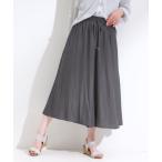 パンツ 「S-LL/裏地ひんやり」大人の上品シルエット マットサテンスカーチョ レディース