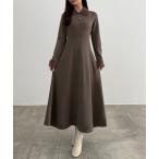 ワンピース シャギーカラーフレアニットワンピース