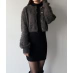 ワンピース ショートシャギーカーディガン＋ミニリブニットワンピースＳＥＴ