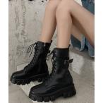 ショッピングエンジニアブーツ ブーツ 「秋冬新作」厚底ソールレースアップエンジニアブーツ レディース