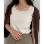 タンクトップ ノースリーブ ラメニットタンクトップ レディース